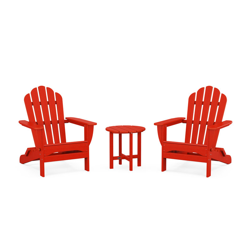 Ensemble 3 pièces Adirondack pliable Monterey Bay, Rouge coucher de soleil