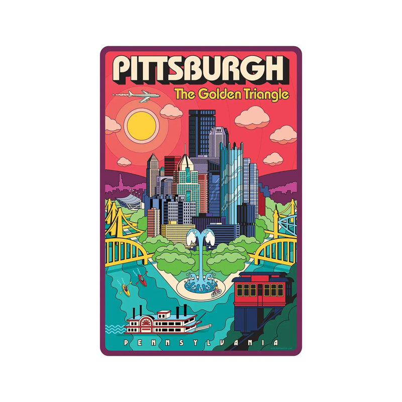 Pittsburgh Pop Art Travel 1 Piece Wall Art on Canvas, 30.48cm H x 20.32cm W x 1.91cm D, Wrapped Canvas