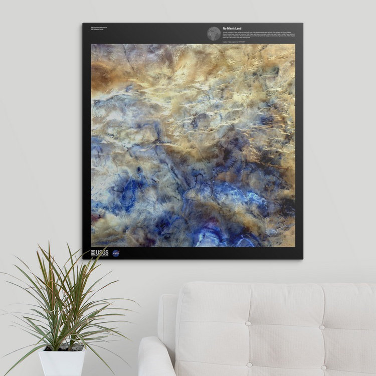« no man of land-usg earth », impression, H 30 po x l 28 po x P 1,5 po, Toile