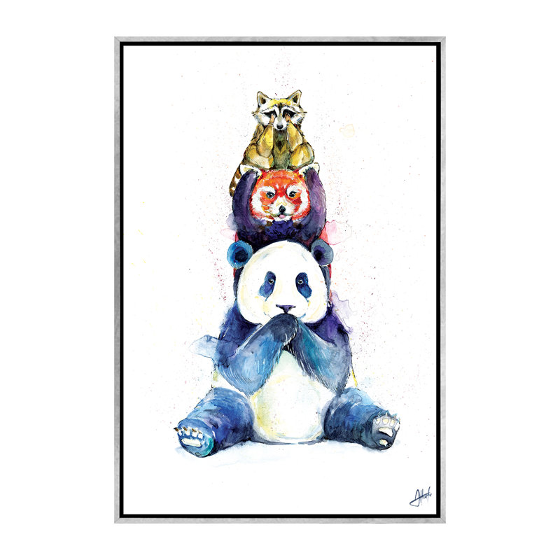 Décoration murale pour enfants Pandamium, H 60 po x l 40po x P 1,5 po, Toile avec cadre argenté