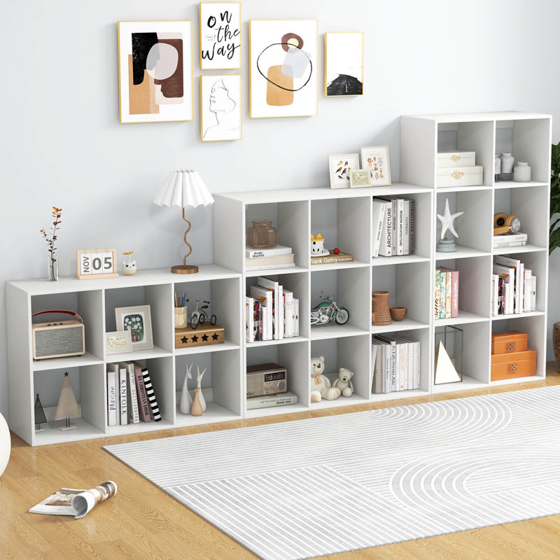 Bookcase Open Back Bookshelf With Anti-tip Kit Modern Style Organizer, (9 Shelves) 41"H x 41"W x 13"D