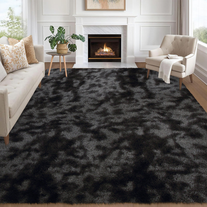 Sarvesh Faux Fur Abstract Indoor Rug, Rectangle 9' x 12'