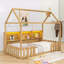 Lit simple en bois avec tablettes intégrées et lumière DEL-1068183525