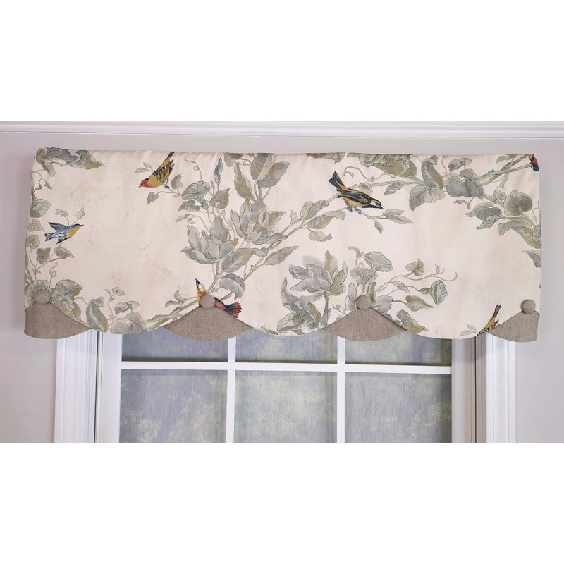 Cantonnière festonnée en coton Toile, Blanc