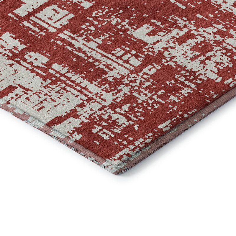 Premium Machine Washable Prisco Red Rug, Rectangle 10' x 14'