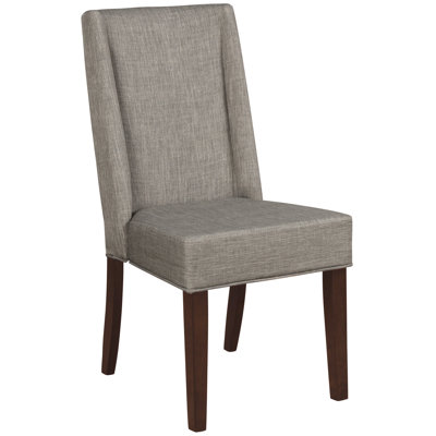 Chaises de salle à manger rembourrées brun foncé de 2 pièces, contemporain, tissu gris pour la pièce, 20 x 24,53 x 39,84 chaises contemporaines, 2 pièces, brun, gris