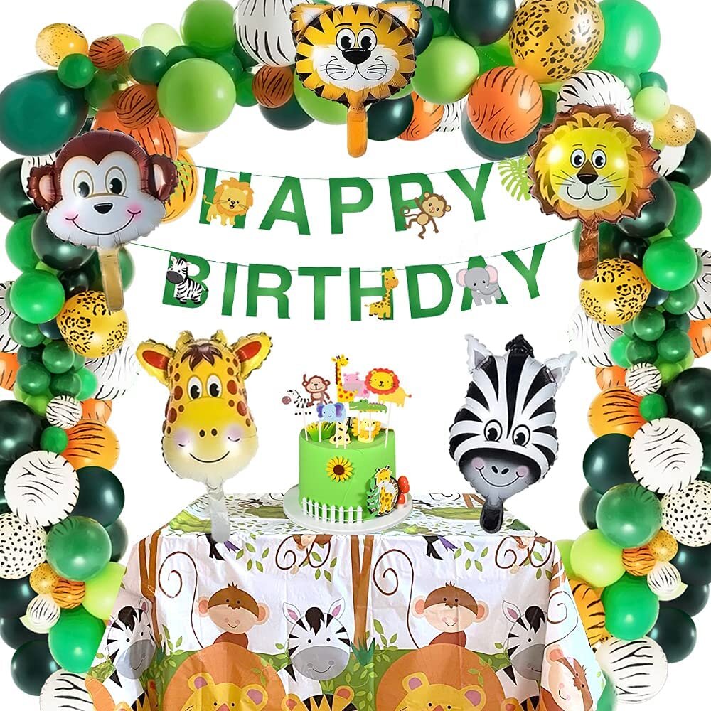 AYUQI 59Pcs 12Inch Jungle Lion Happy Birthday Balloon Set Party ...
