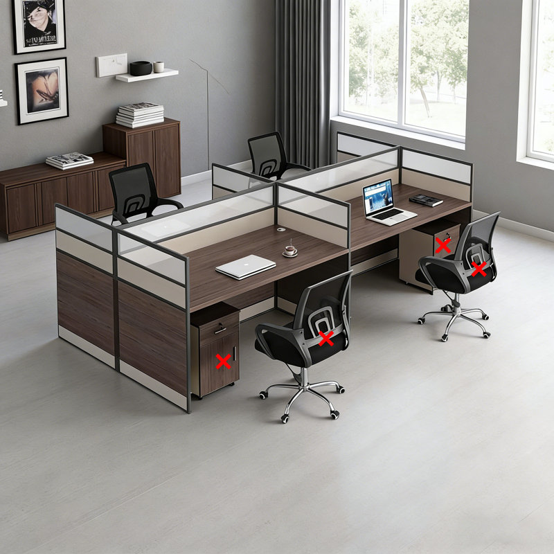 Bureau rectangulaire pour 4 personnes, H 43,3 po x l 94,88 po x P 47,24 po