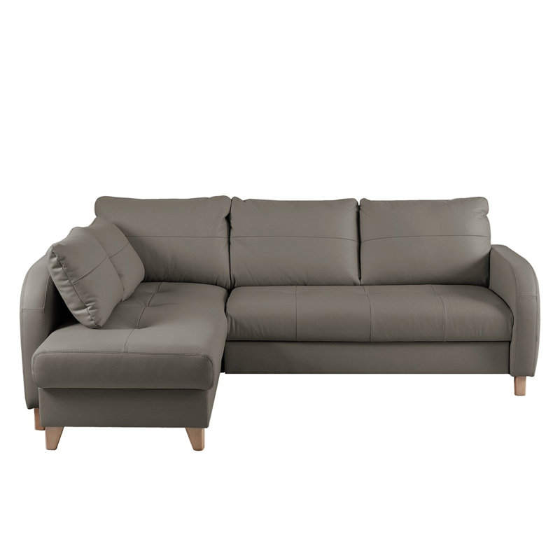 Roger Leather Corner Sofa, Left Hand Facing, Grey