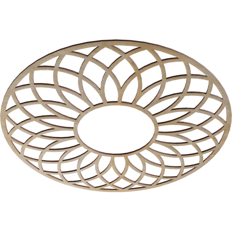 Médaillon de plafond en bois ajouré Cannes, H 30 po x l 30 po x P 0,25 po, Noyer blanc