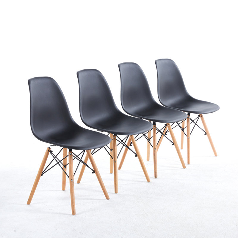 Chaise, ensemble de 4, pieds KD, siège en plastique