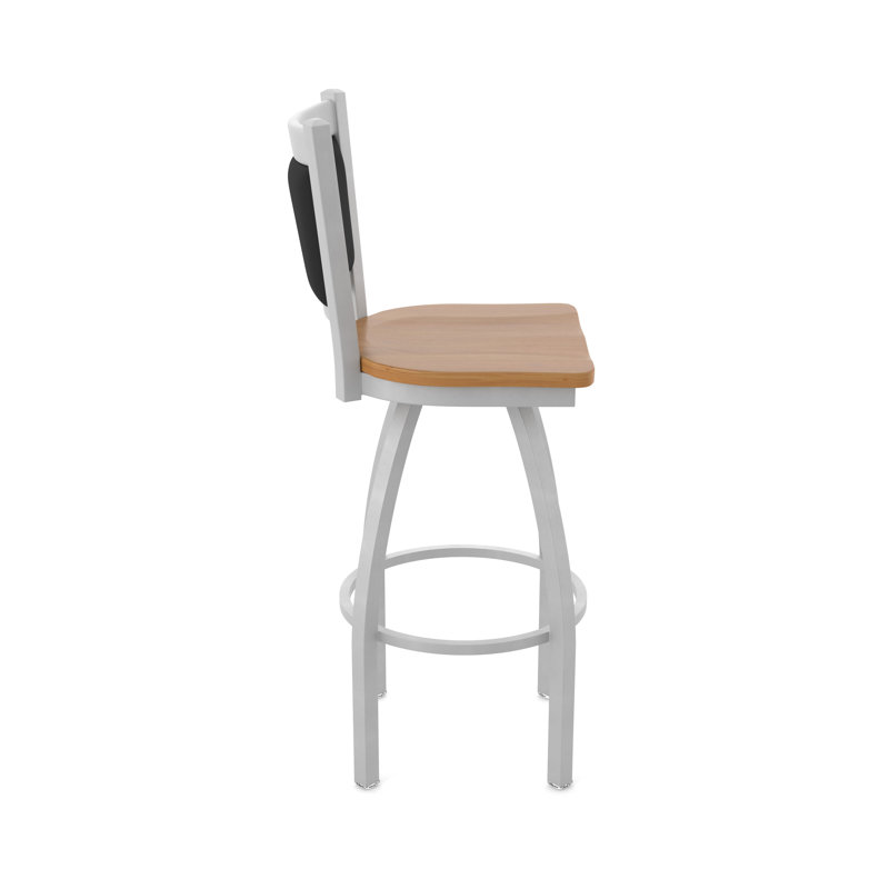 Tabouret pivotant Hadleigh, Nickel anodisé, Érable moyen, Tabouret de bar (siège d’une hauteur de 30 po)