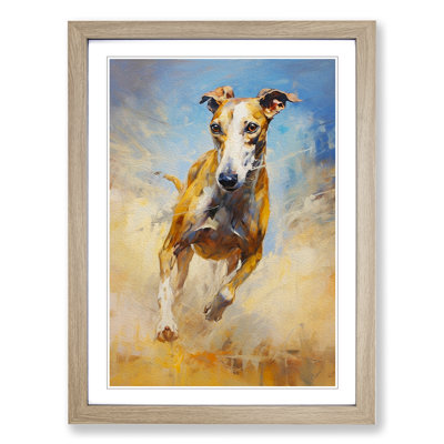 Greyhound Impressionism - Single Picture Frame Print on Wood