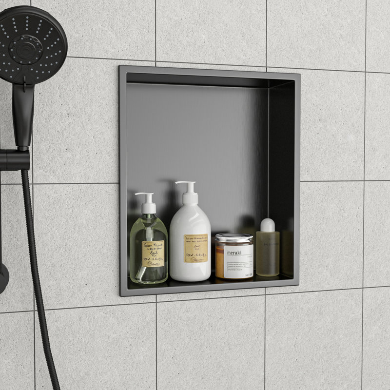 15" X 13" Stainless Steel Shower Niche, Gunmetal Black, Gunmetal Black