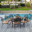 9 ensembles de salle à manger d'extérieur en fonte d'aluminium pour 8 personnes comprenant une table ovale de 86,6 po et 8 chaises avec coussin et trou pour parasol