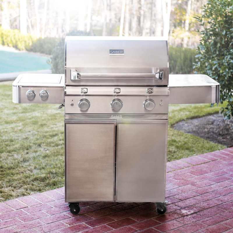 Saber 3-Burner Propane Gas Grill with Cabinet