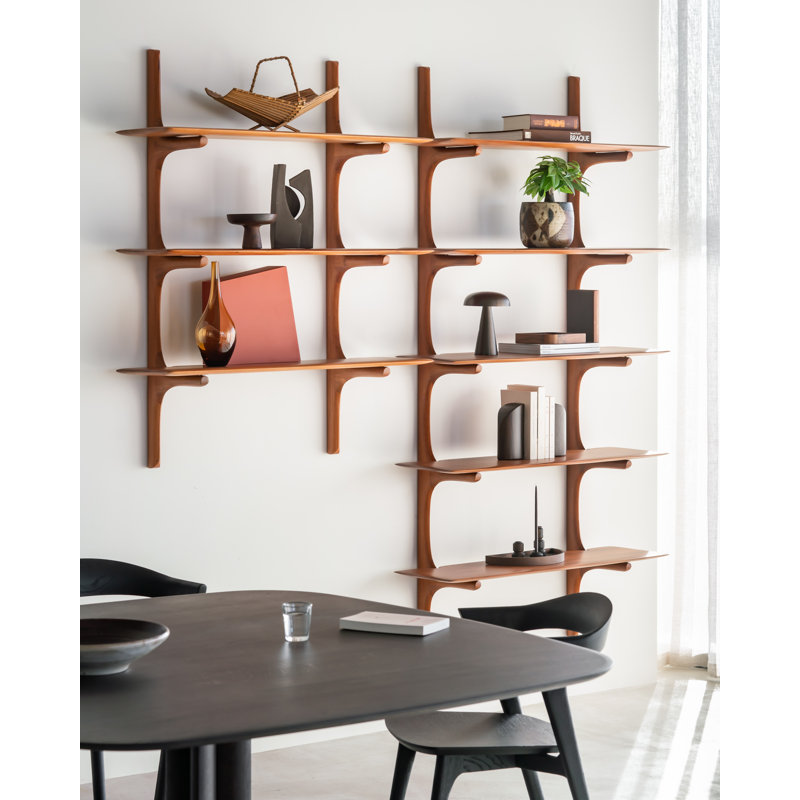 PI 3 Piece Tiered Shelf, Varnished Brown
