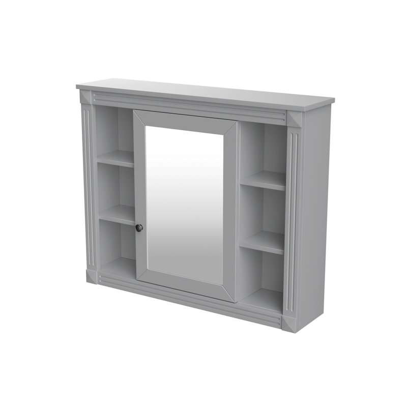 Armoire de rangement murale de salle de bain 35 po x 28 po, armoire à pharmacie, armoire de salle de bain moderne avec miroir, armoire à miroir avec 6 tablettes ouvertes