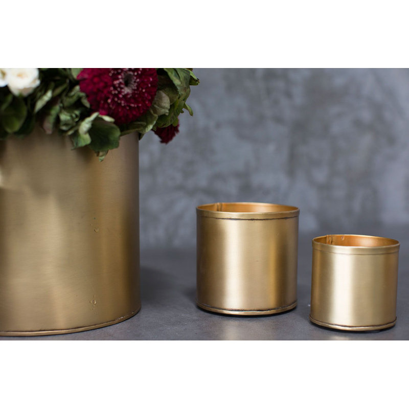 Pot à fleurs en métal Schaaki Bryant, H 4 po x l 4,25 po x P 4,25 po