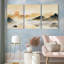 Paysage de montagne et coucher de soleil, reproduction d'art sur toile tendue sur toile Zen (ensemble de 3)-2004184130
