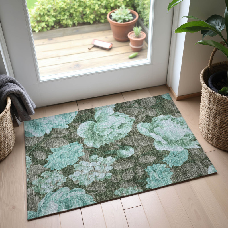 Premium Machine Washable Harjo AMF1561 Floral Rug, Rectangle 1'8" x 2'6"