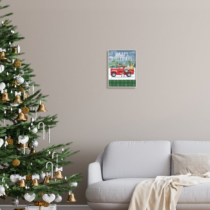 Camion «Happy Holidays» par Paul Brent, H 14 po x l 11 po x P 1,5 po, gris