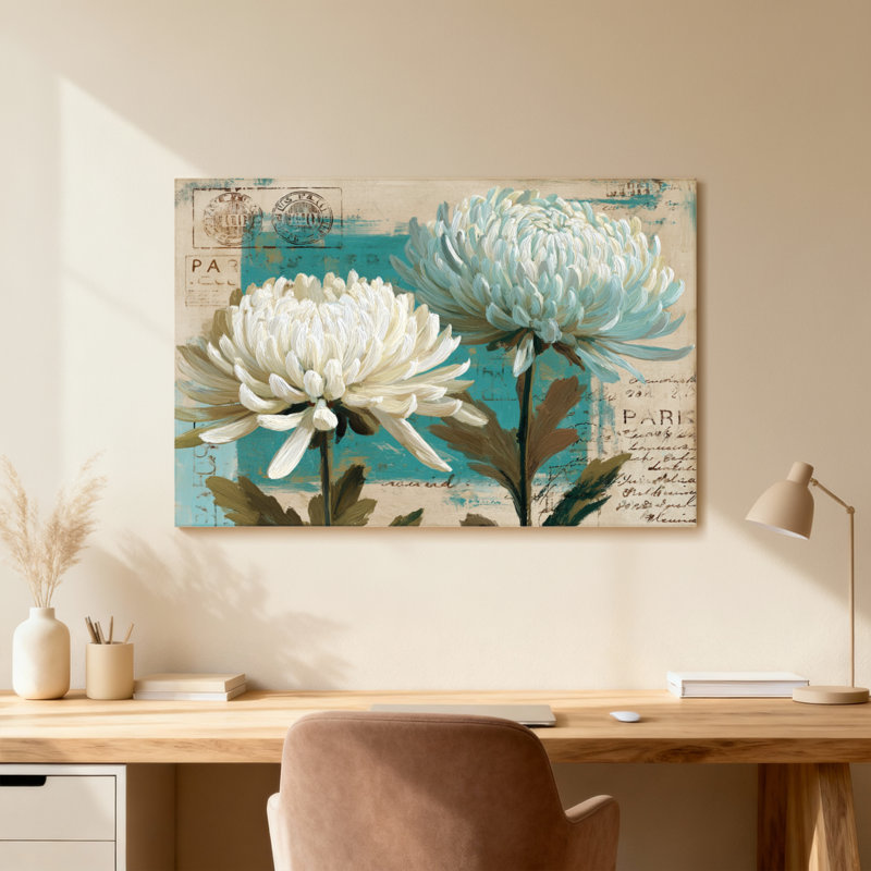 Plantes et fleurs, carte postale rétro, impression d'art floral, H 12 po x l 18 po, Toile tendue, Ne s’applique pas