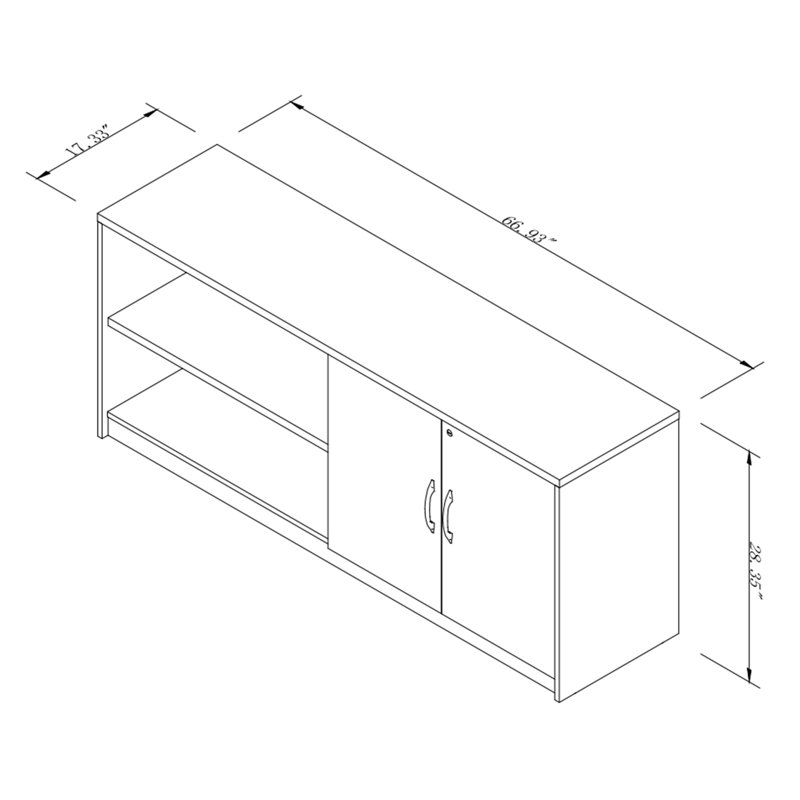  Storage Side cabinet with Two Shelves, Gray