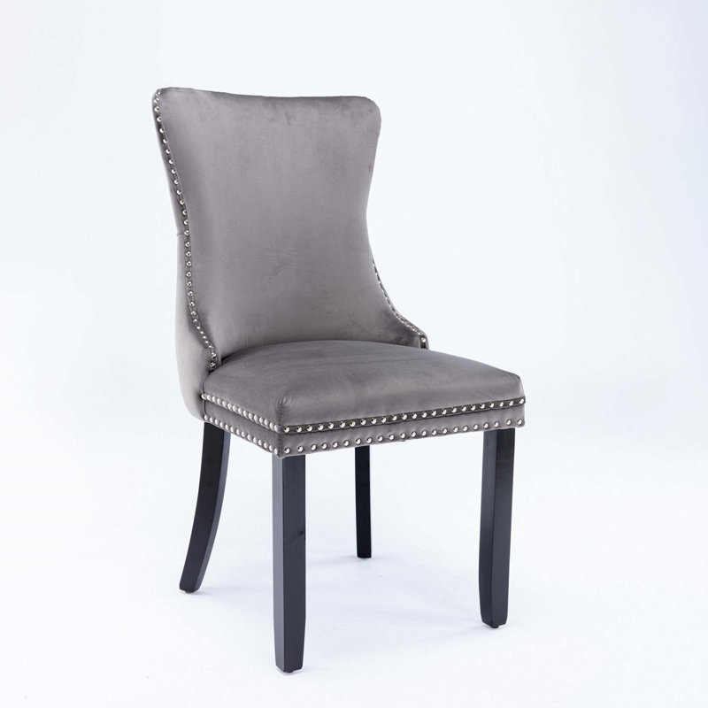 Upholstered Wing-Back Dining Chair, Grey