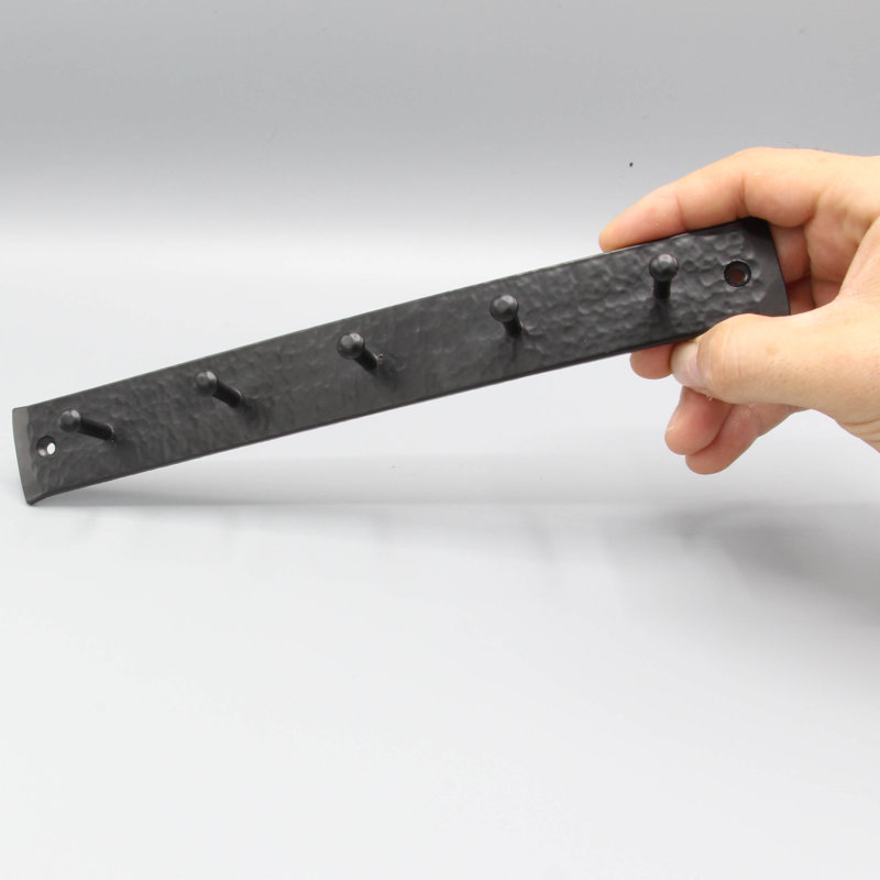 Black Wrought Iron Wall Organizer with Five Hooks