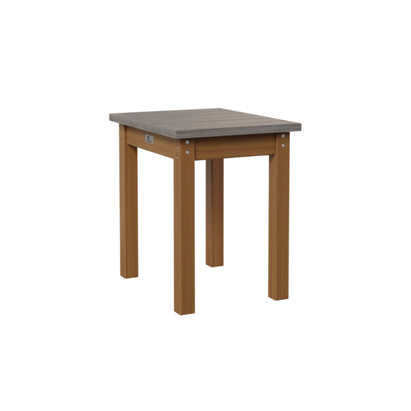 Berlin Gardens Economy End Table, Driftwood Gray, Natural Teak
