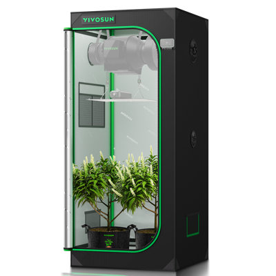 2.3 ft. x 2.3 ft. High Reflective Mylar Black Grow Tent with 1680D Oxford Canvas, Heavy-Duty Metal Support
