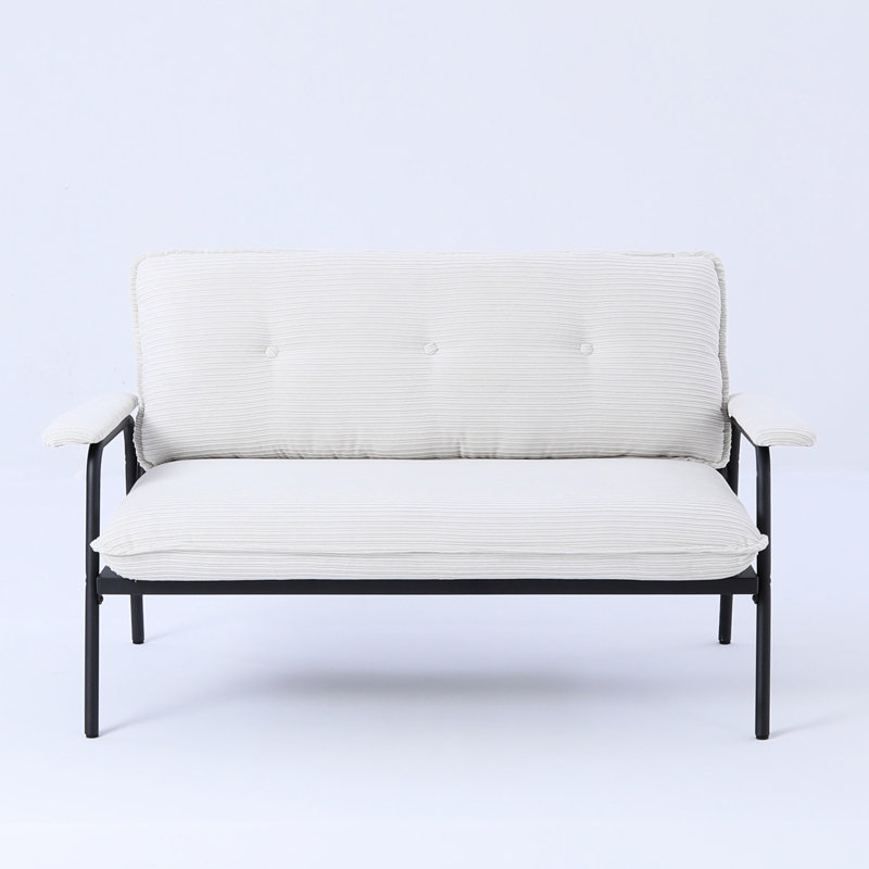 Beige 53 pouces rayé, tissu mélangé, bouton pour balcons et style classique, adapté aux petits espaces