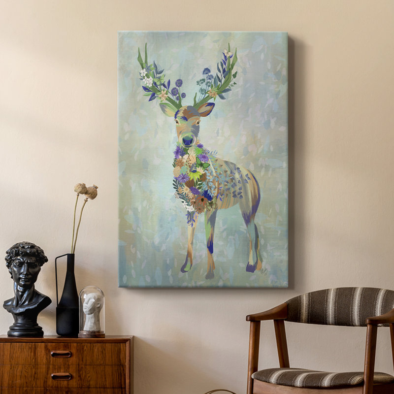 Fantastic Florals Deer, galerie Cavas, H 18 po x l 12 po