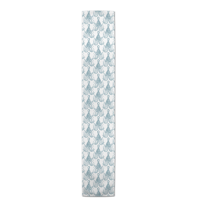 Bret Geometric Table Runner, 90" L x 16" W, Blue, Geometric 4
