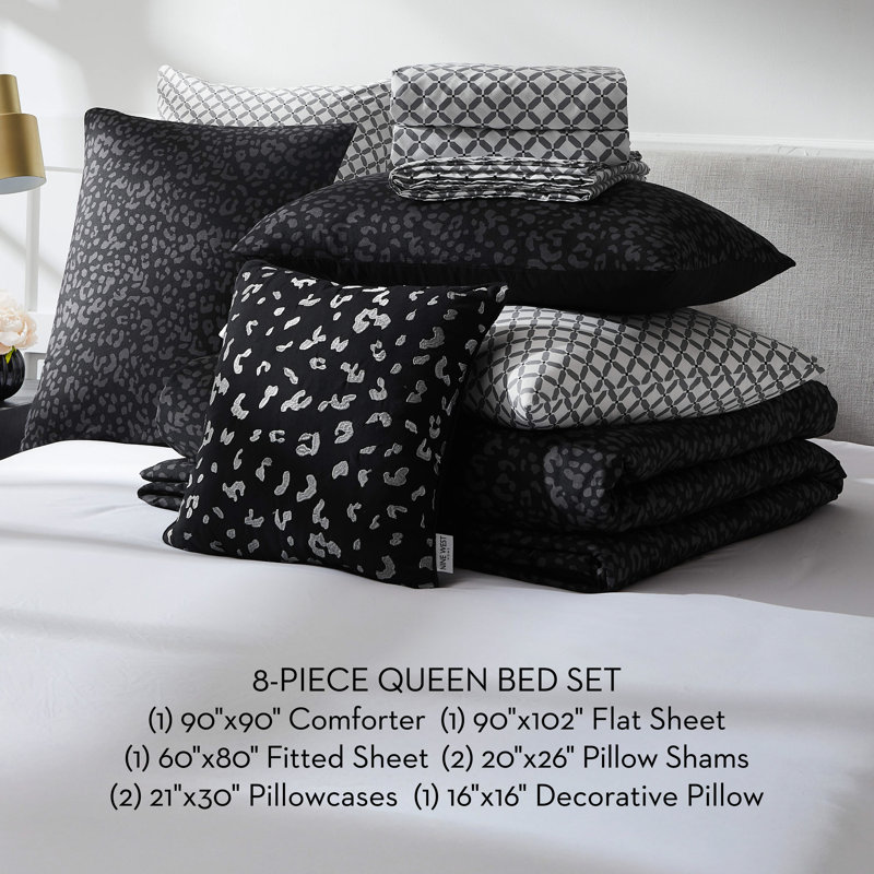 Nine West Leopard Bed-in-a-Bag Comforter Set, Queen Comforter + 7 Additional Pieces