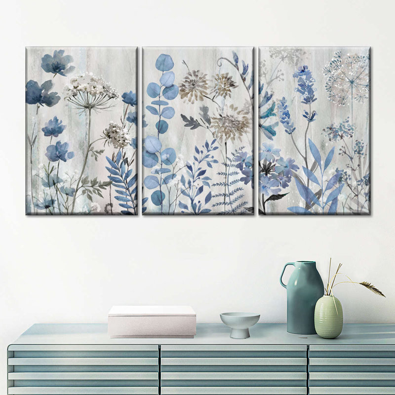 " Blue Meadow Dream'n " 3 - Pieces, 45" H x 92" W x 1.25" D