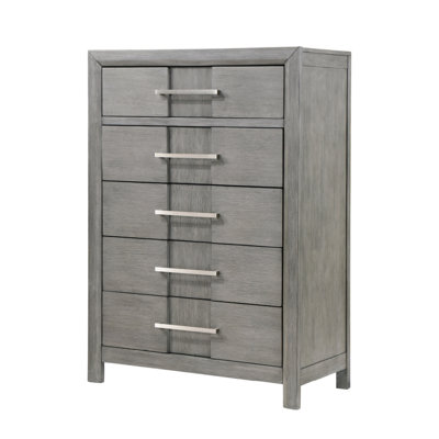Commode haute 4 tiroirs 1pc avec quincaillerie en métal rustique