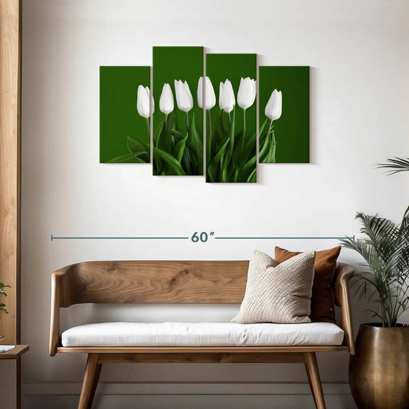 Tulipes blanches, H 27 po x l 43 po