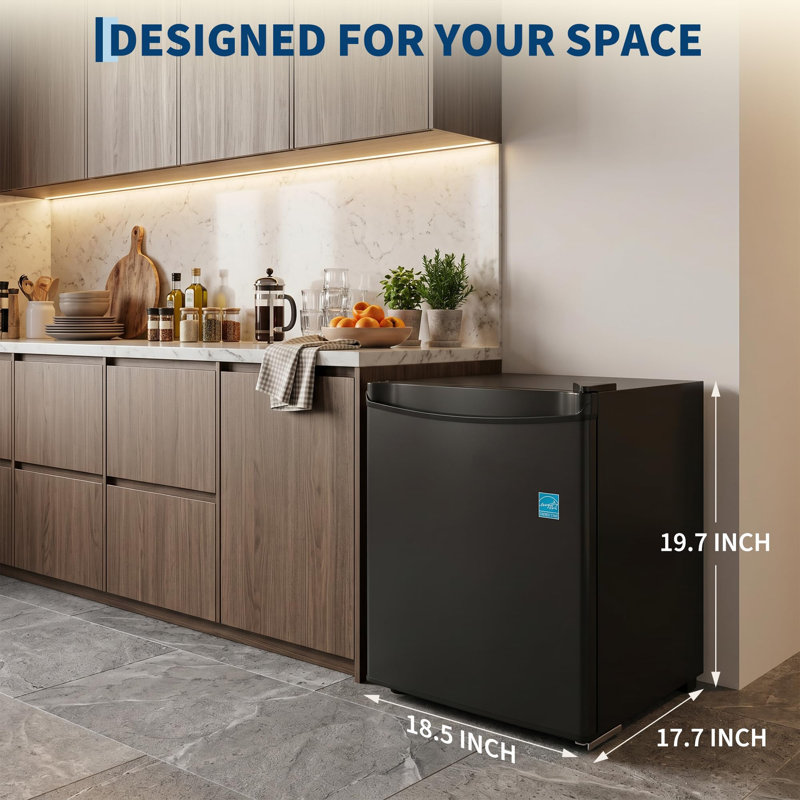 1.6 Cu.Ft Single Door Compact Mini Fridge, Space Saving Steel Body, Quiet Energy Efficient Small Refrigerator for Dorm, Bedroom, Office & Tight Indoor Spaces