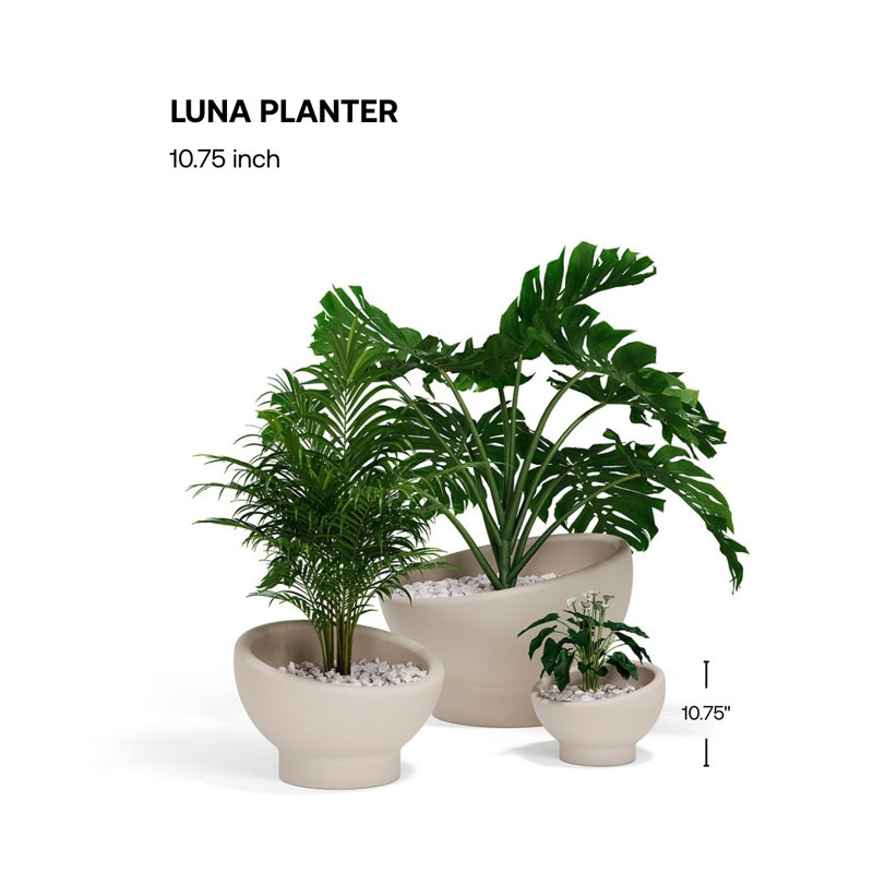 Luna Planter, Clay, 10.75" H x 15.75" W x 15.75" D
