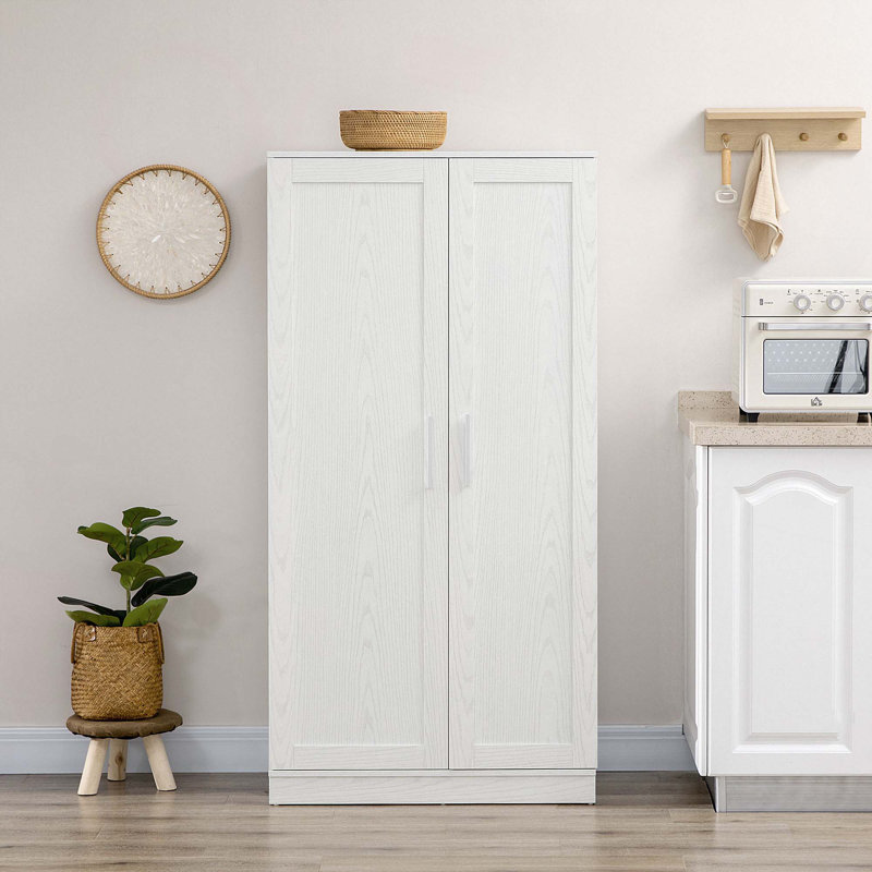 Armoire de rangement pour garde-manger de 63 po, armoire de cuisine autoportante à 14 niveaux avec 2 portes, tablettes réglables pour le salon et la salle à manger