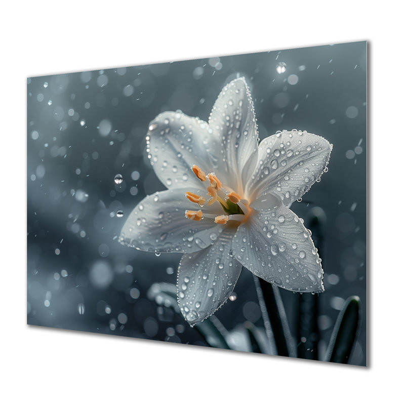 Fleurs blanches enneigées dans la brise hivernale - Décoration murale Snowdrops, H 16 po x l 32 po x P 1 po, Métal métal