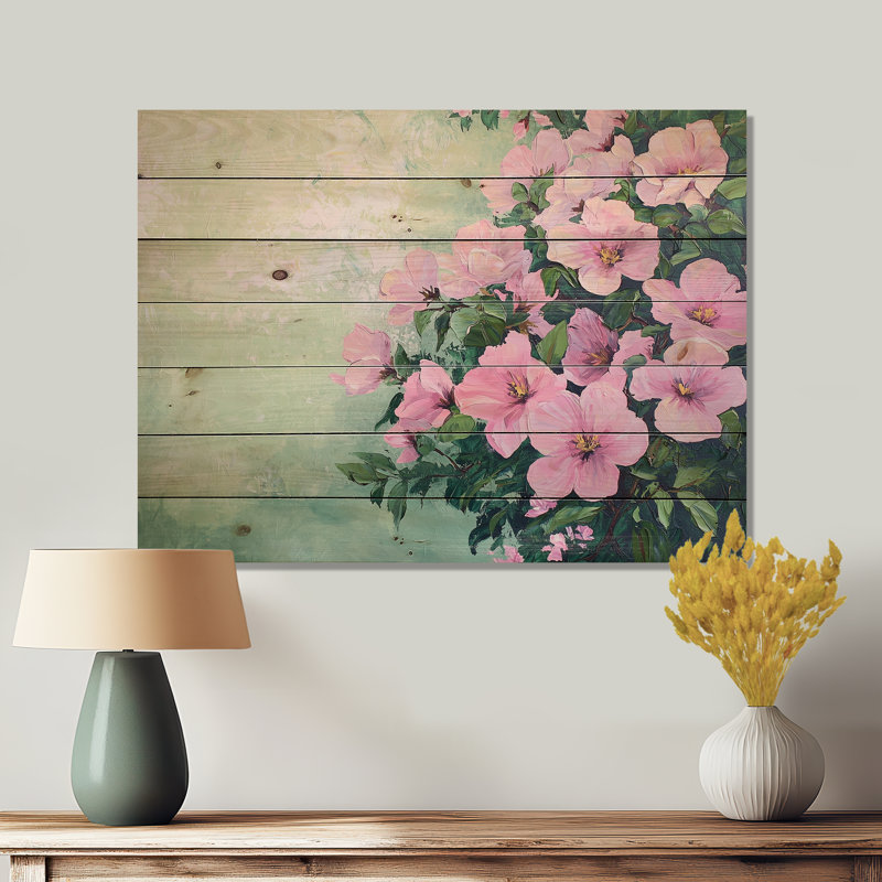 Printemps symphonie de fleurs - Art mural traditionnel en bois sur bois de pin naturel, H 30 po x l 40 po