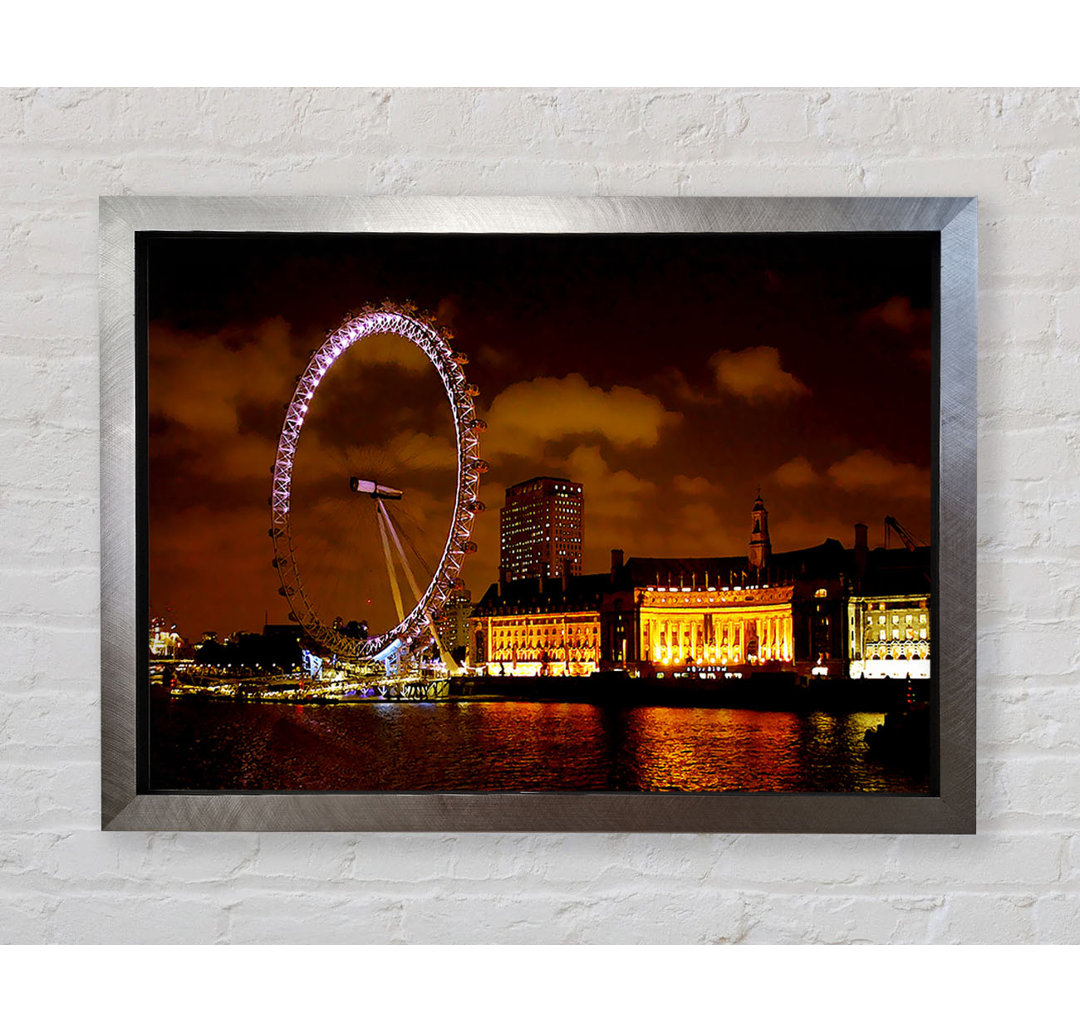 London Eye Night Skys - Einzelner Bilderrahmen Kunstdrucke