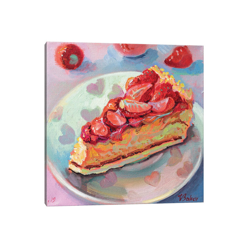 Piece Of Strawberry Pie by Katharina Valeeva - Wrapped Canvas Painting, 45.72 cm H x 45.72 cm W x 3.175 cm D