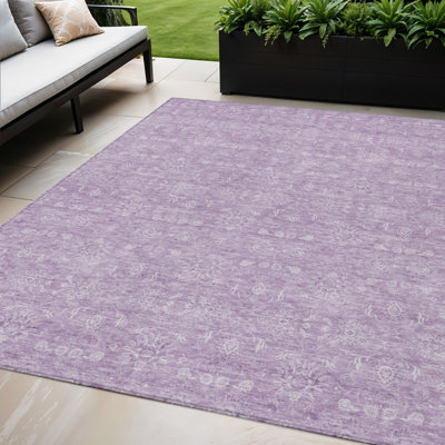 Tapis intérieur lavable floral lilas et ivoire lavande 5 pi x 8 pi