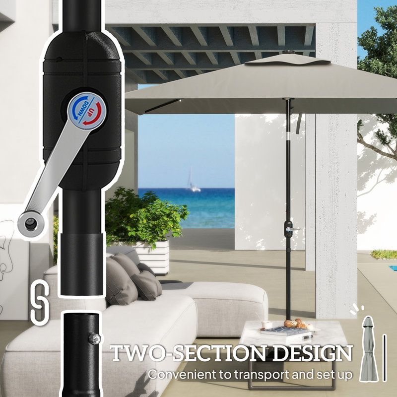 Parasol solaire pour terrasse avec DEL et inclinaison, parasol de table, rouge vin, Gris clair