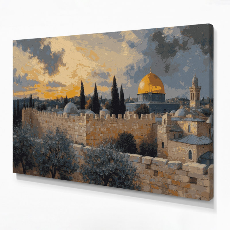 Cities Jerusalem Israel Gray Canvas Wall Art