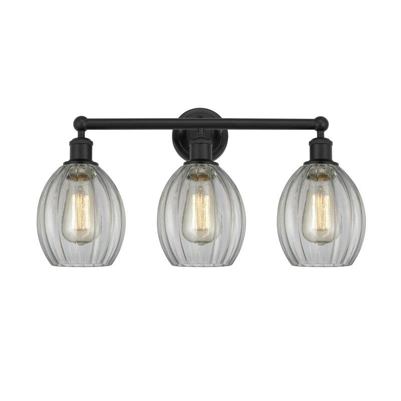 Bolduc 23.5" W Dimmable Metal 3-Light Vanity Light, Clear, Matte Black